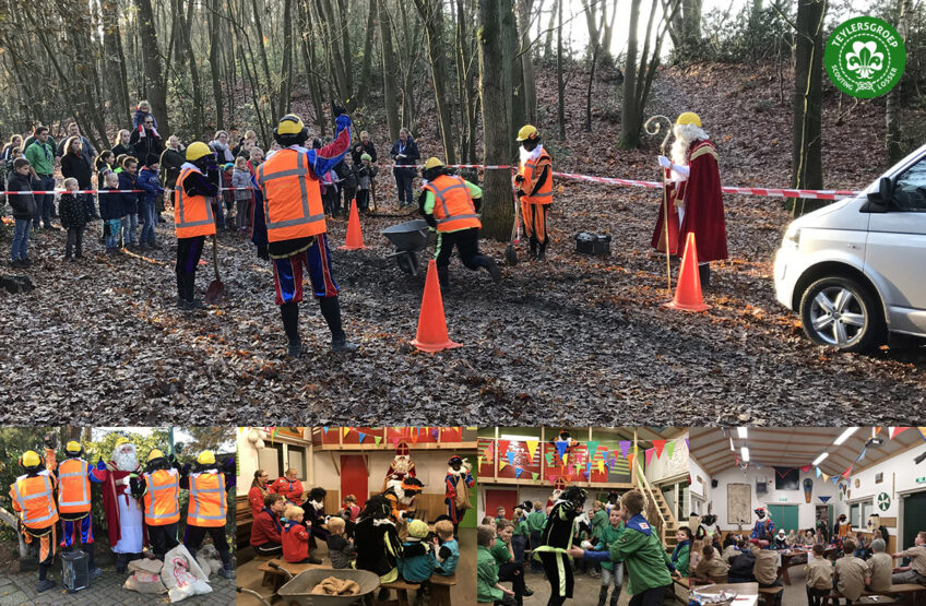 Sint en pieten helpen een handje met de wegwerkzaamheden in Losser