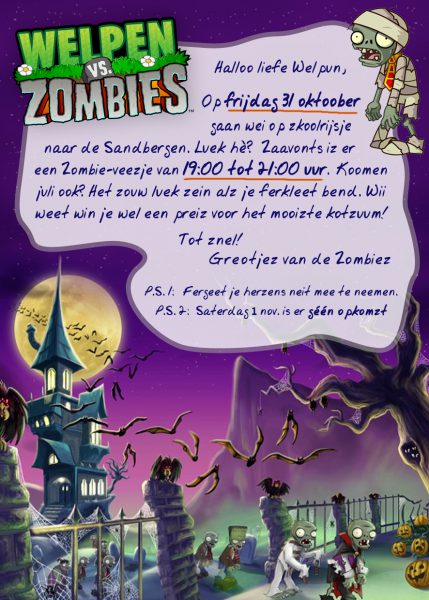 Welpen Uitnodiging Zombies Halloween 2014